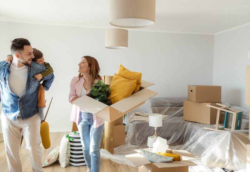 A happy family moving into a new home in Austin, Texas