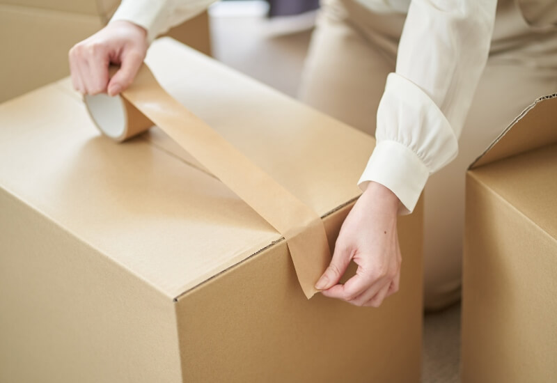 Boxes being packed for a storage unit in Austin, Texas