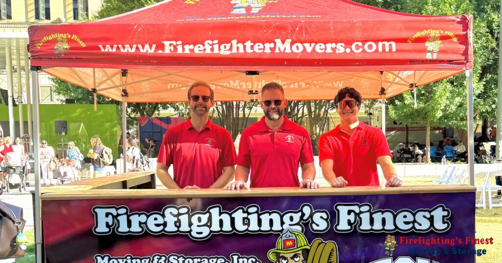 Firefighting's Finest Moving and Storage team at a community event in Lewisville, TX