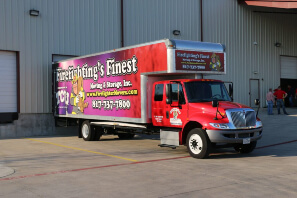 Firefighting's Finest Moving and Storage truck for storage services in Fort Worth, Texas