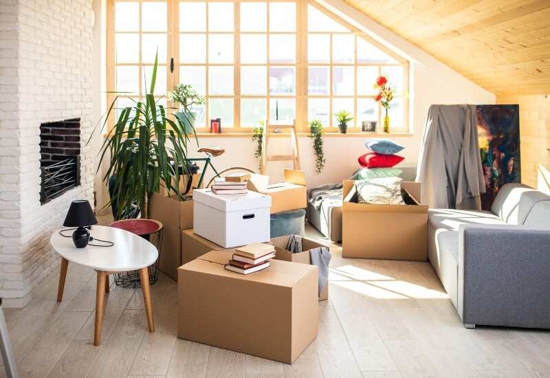 An apartment packed for a residential move in Fort Worth, TX