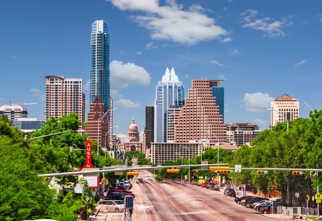 Cityscape of Austin, Texas, where Firefighting’s Finest Moving & Storage provides moving services