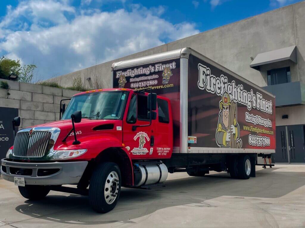 A Firefighting's Finest Moving & Storage moving truck in Kingwood, Texas