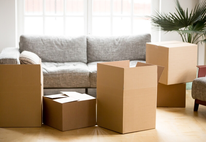 Boxes packed for storage moving services in Houston, Texas