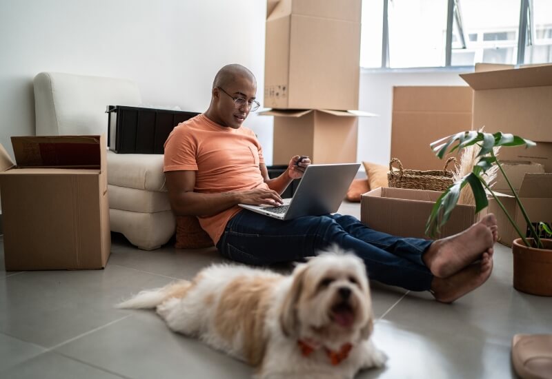 A man after a small move in Houston, Texas