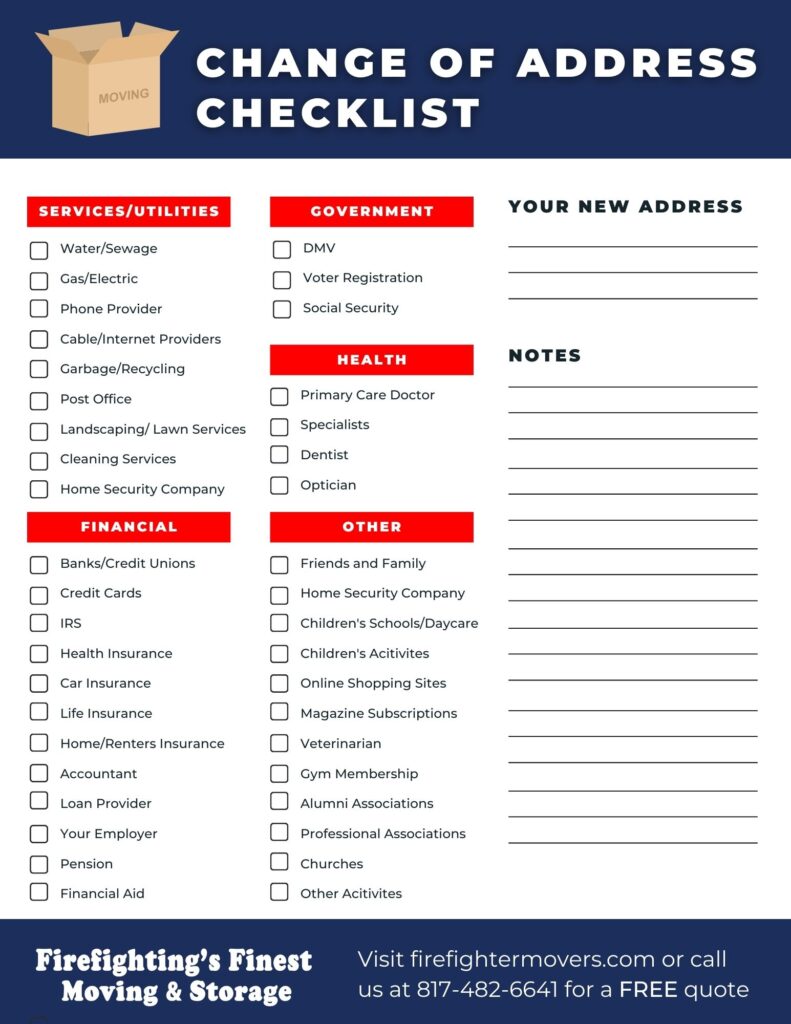 Change of address checklist