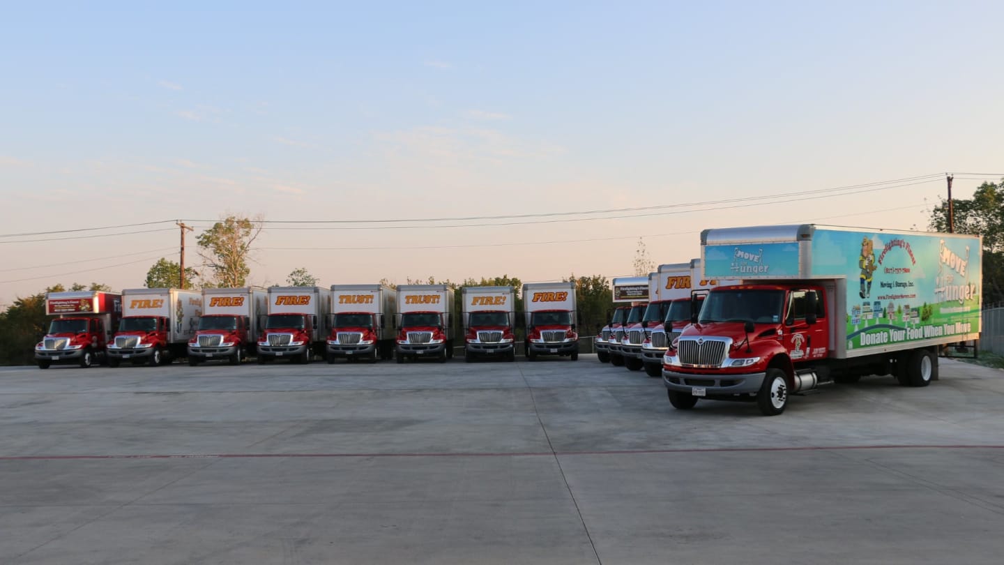 Firefighting’s Finest Moving & Storage fleet of trucks