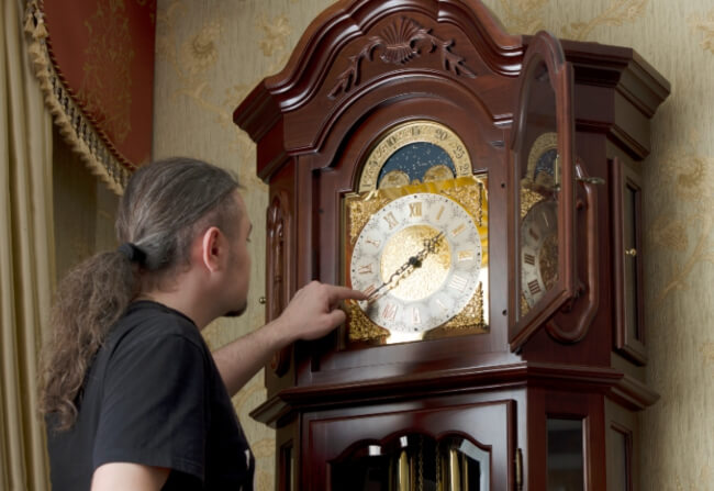 A man using special care items movers in Texas for his grandfather clock