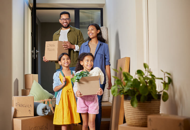 A family getting ready to move with kids in Texas